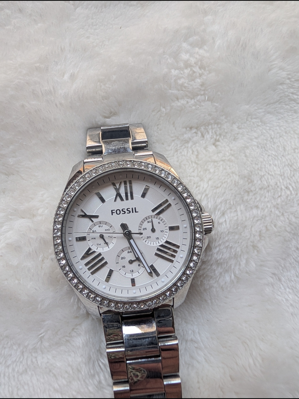 Fossil Silver Crystal-Accent Women's Stainless Steel Watch